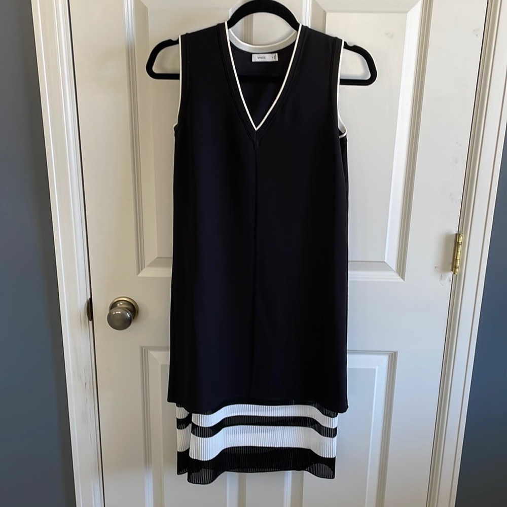 Vince Blocked Stripe Double Layer Dress in size 0
